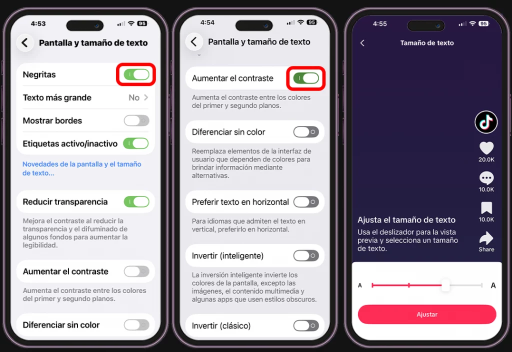 Pasos para mejorar la legibilidad en iPhone