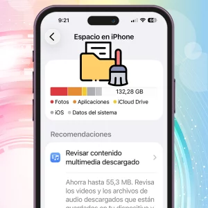 iPhone mostrando el almacenamiento casi lleno y el truco para liberar 7 GB de espacio