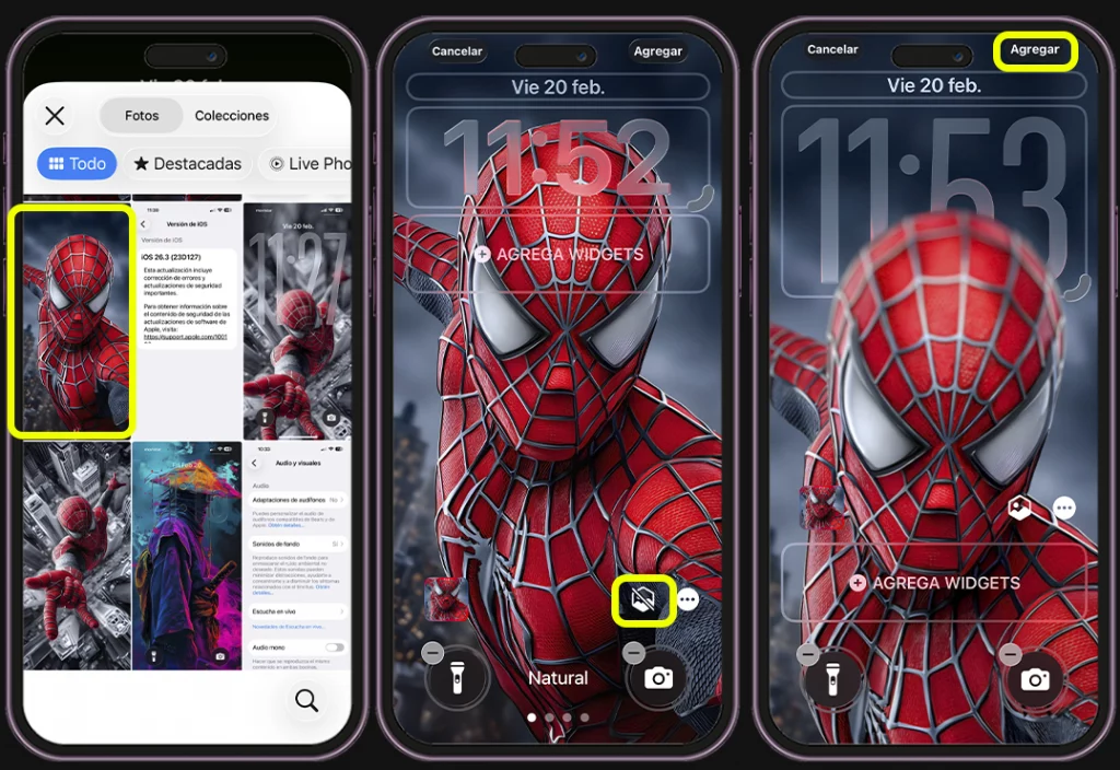 Selecciona la imagen Live y agrégala