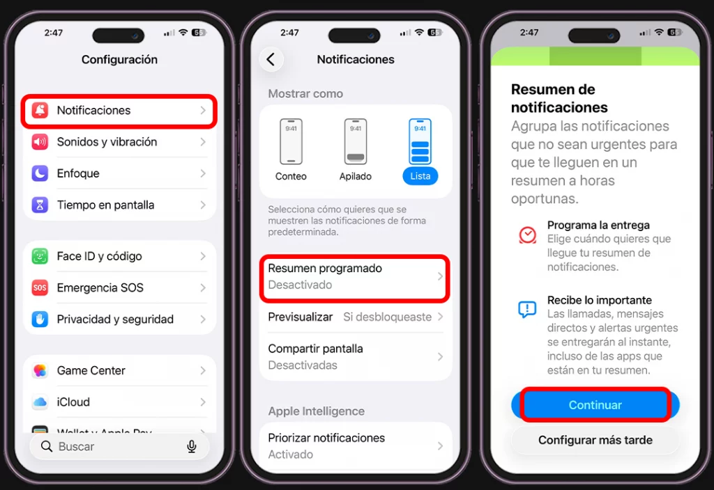 Resumen Programado de Notificaciones