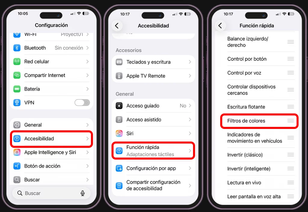 Acceso rápido de accesibilidad