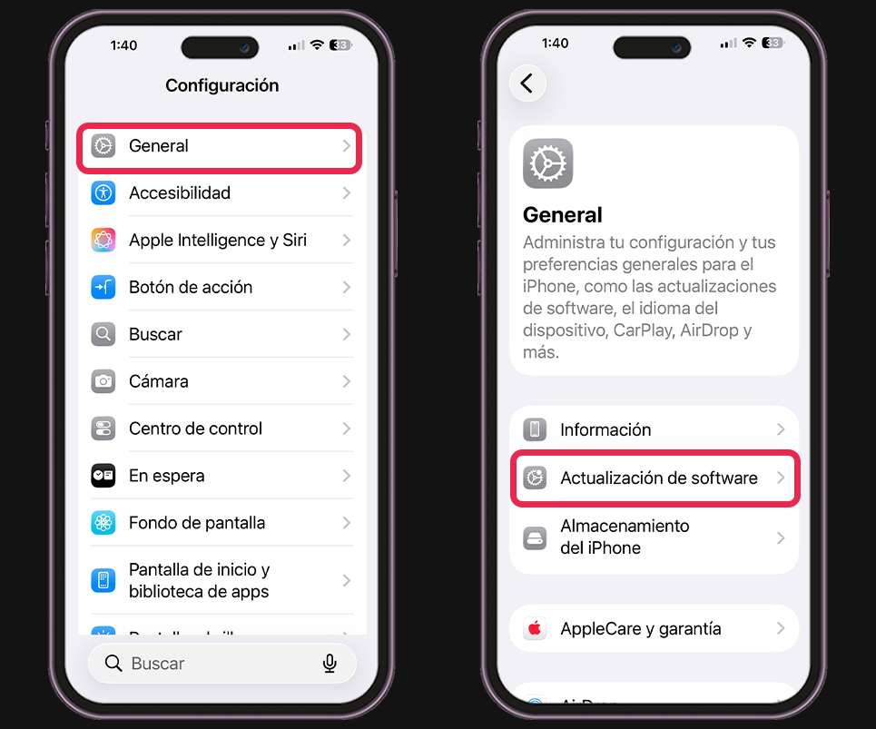 iPhone no puede activar los datos móviles - Actualiza a laúltima versión de iOS