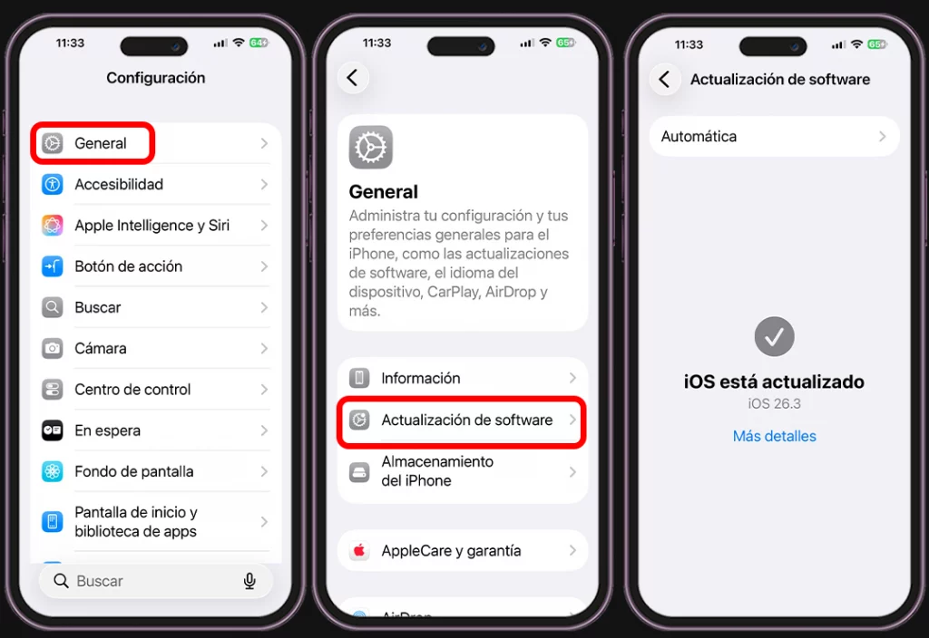 Hora incorrecta en iPhone - Actualiza el sistema operativo (iOS)