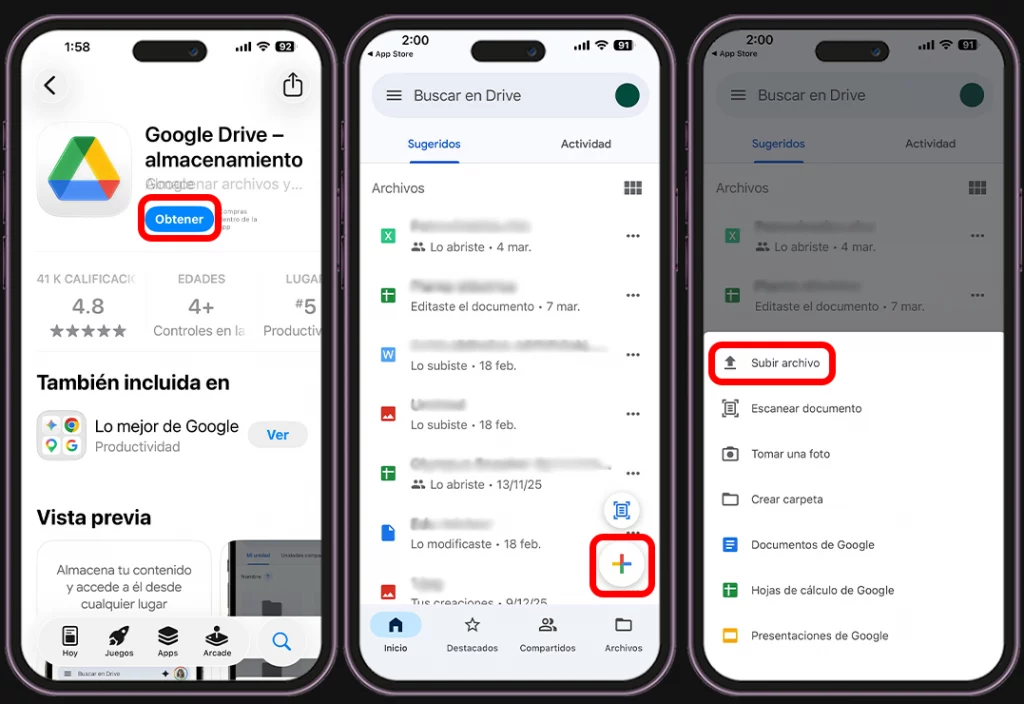 Así puedes subir fotos a Google Drive desde el iPhone