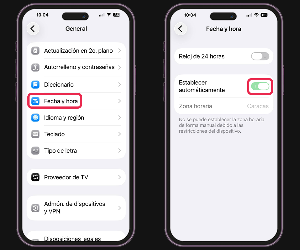 GPS del iPhone no funciona - Comprueba la fecha y zona horaria