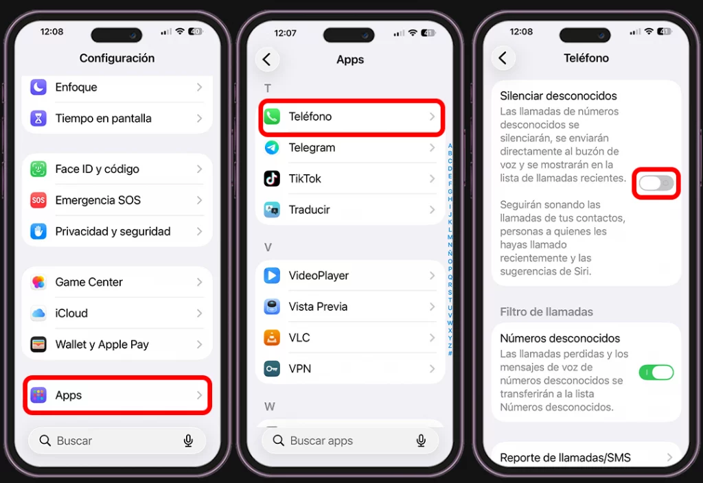 iPhone no suena - La función "Silenciar llamadas desconocidas"