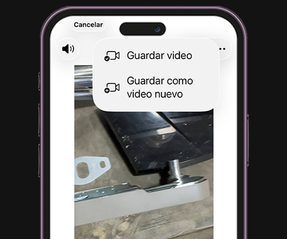 Dos opciones que aparecen al guardar el video en iPhone