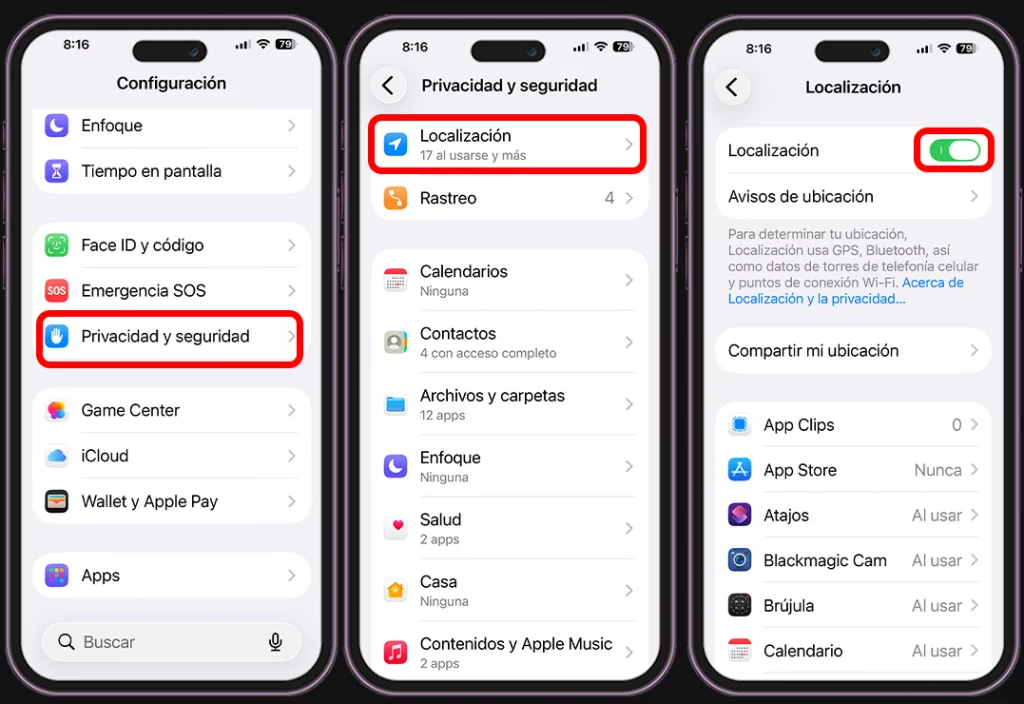 Revisa los servicios de ubicación