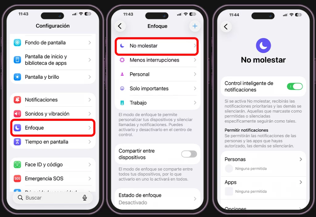 iPhone no suena - Revisa el modo "No molestar"