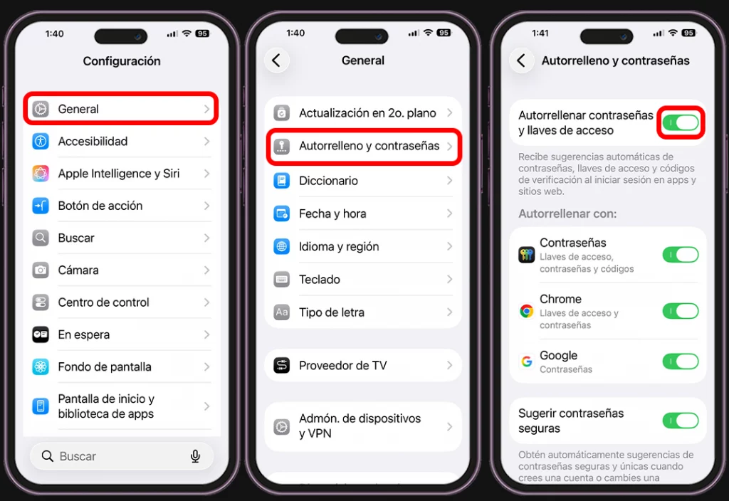 Autocompletado de iPhone no funciona - Verifica el autocompletado de contraseñas