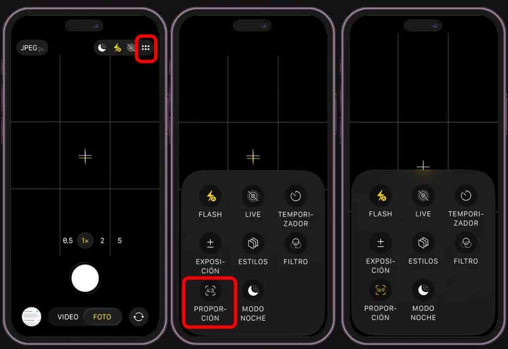 Ajustes del iPhone para mejorar tus fotos en Instagram - Formato de la cámara
