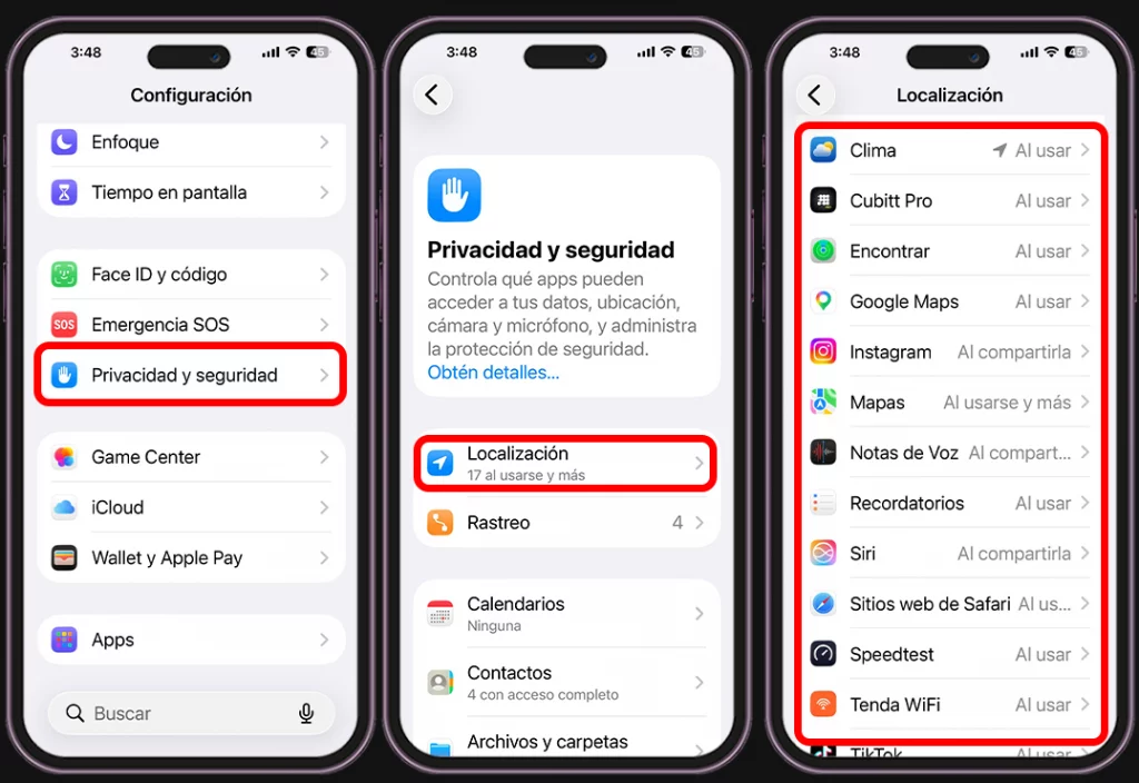 Ubica las apps con acceso constante en iPhone