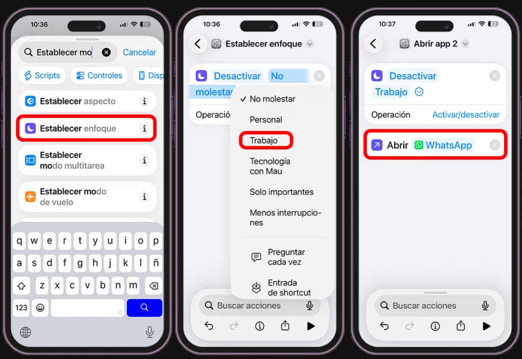 Atajo "modo trabajo" o concentración