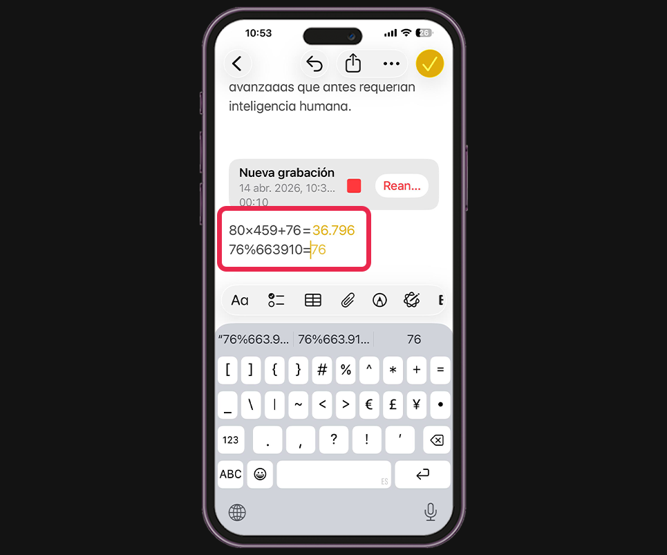 Hacer cálculos con Note
