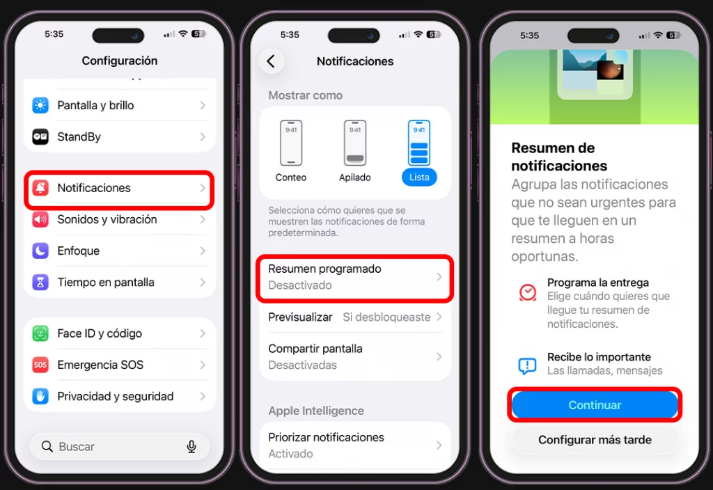 Ajustes ocultos del iPhone - Agrupa notificaciones