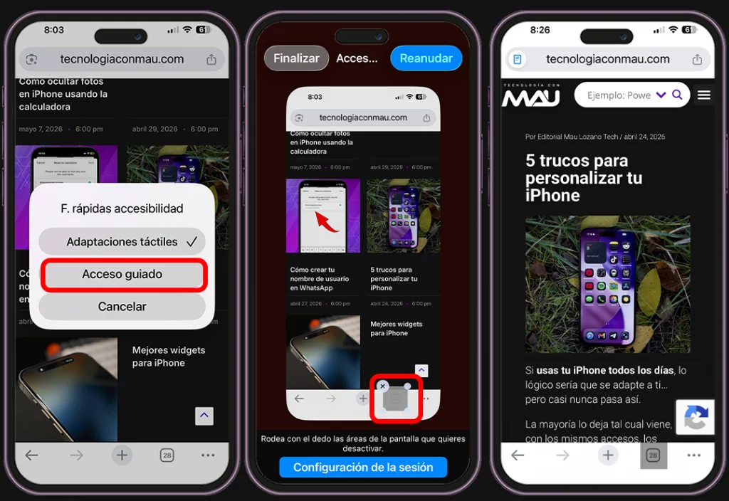 Otra funcion del Acceso Guiado de iPhone