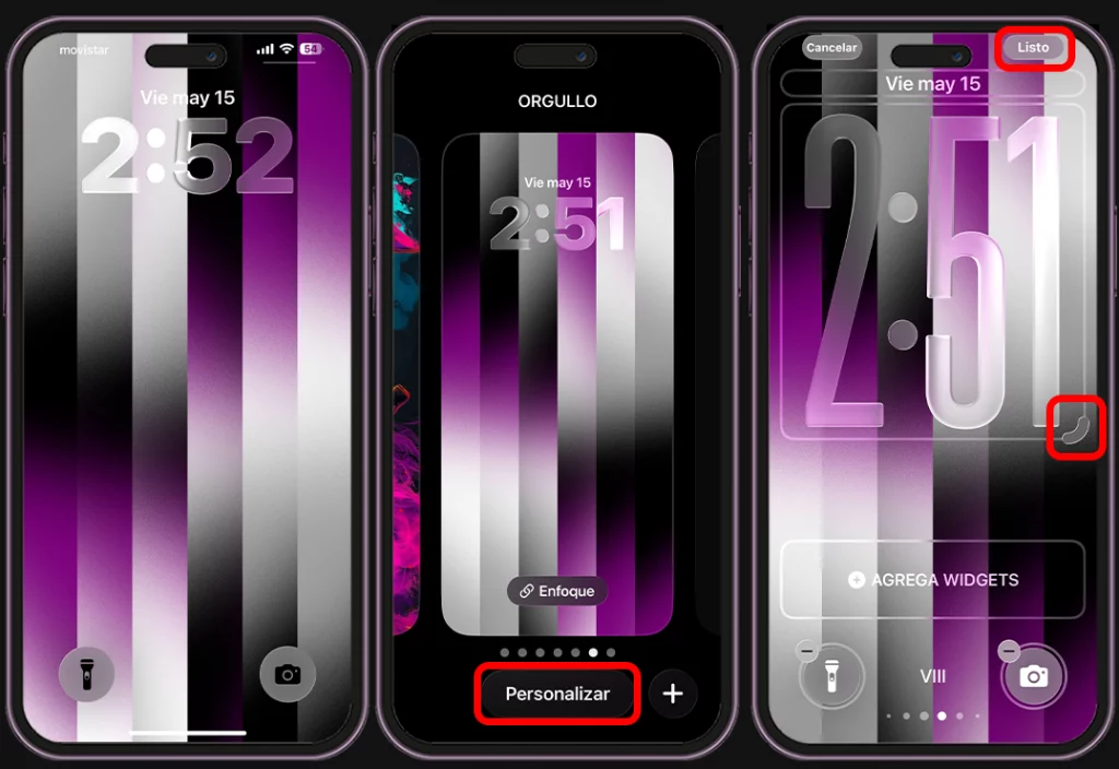 Pasos para cambiar el tamaño del reloj en la pantalla bloqueada