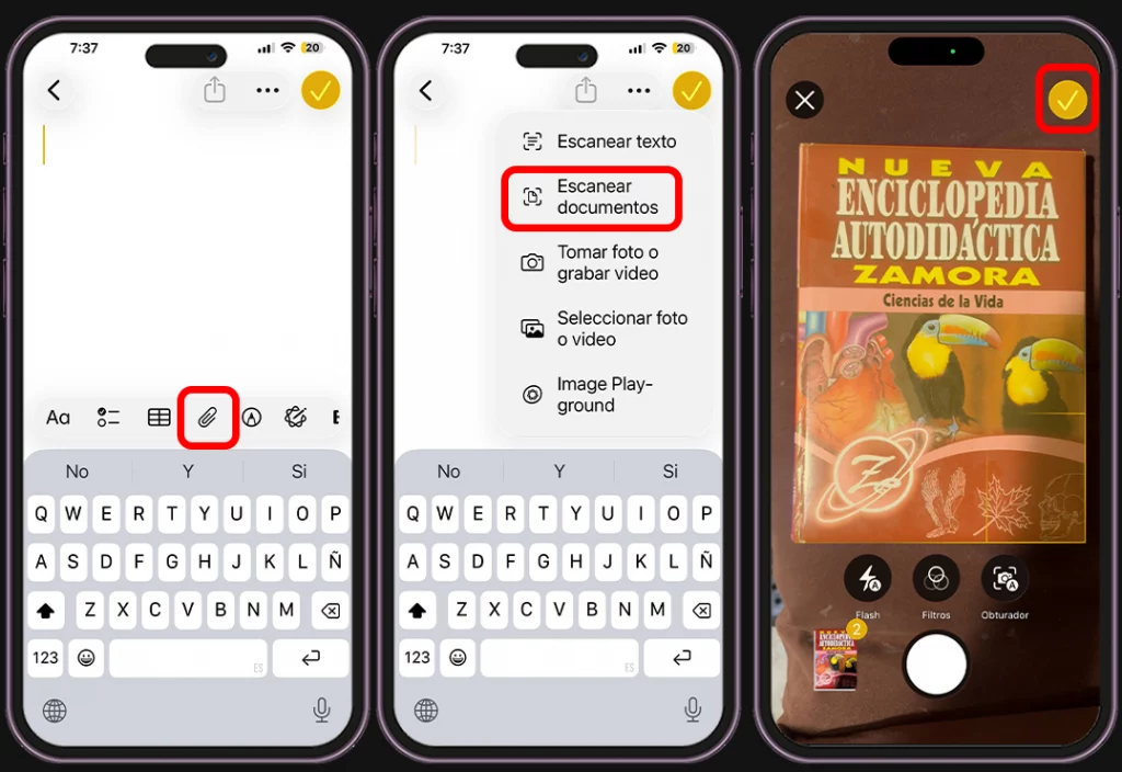 Herramientas del iPhone - Escaneo de documentos