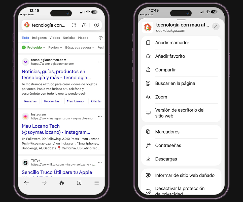 Navegadores privados para iPhone - DuckDuckGo