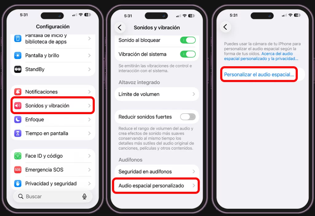 Ajustes ocultos del iPhone - Personaliza el audio espacial