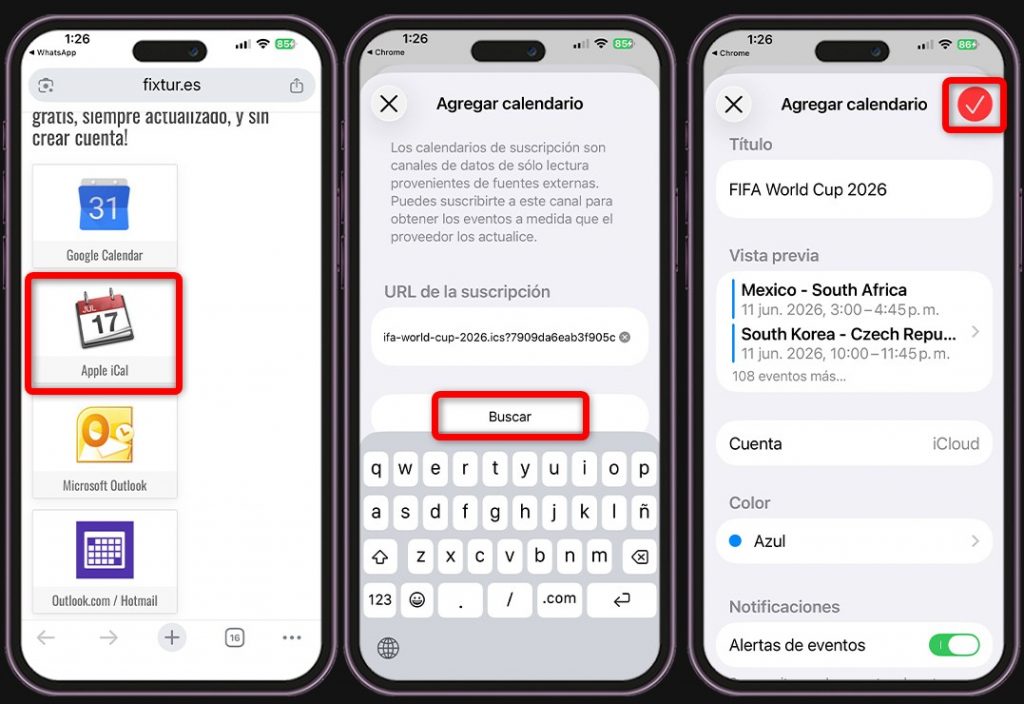 Así puedes añadir todos los partidos del Mundial 2026 al calendario del iPhone
