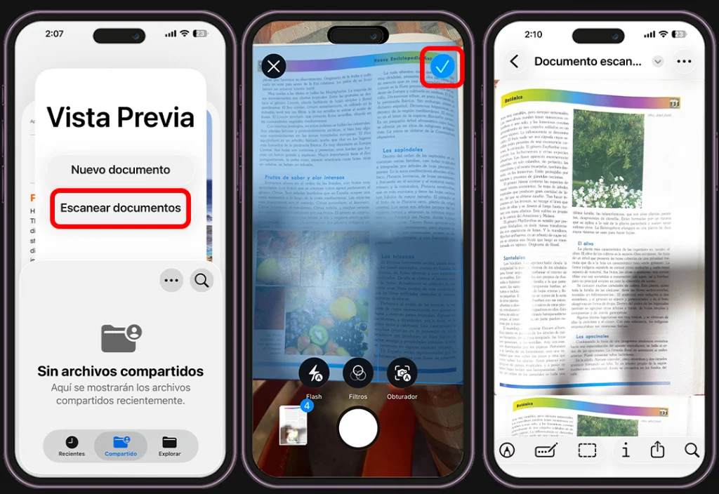 Pasos para escanear documentos con tu iPhone con Vista Previa de iPhone