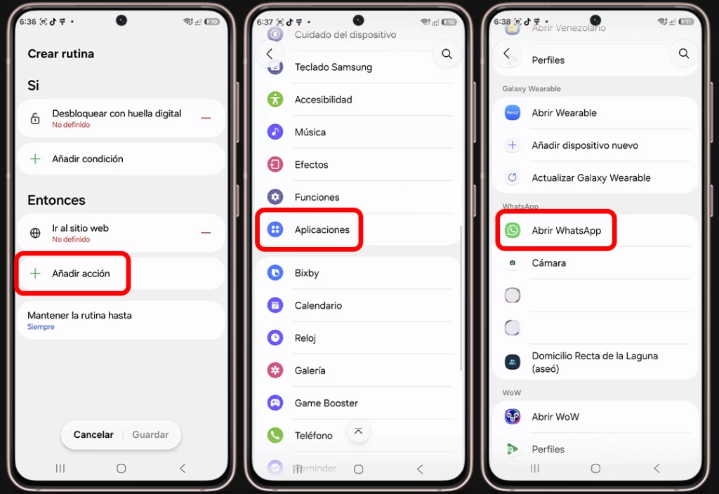 Pasos para abrir una app diferente con cada huella en Samsung - Elige la aplicación que quieres abrir