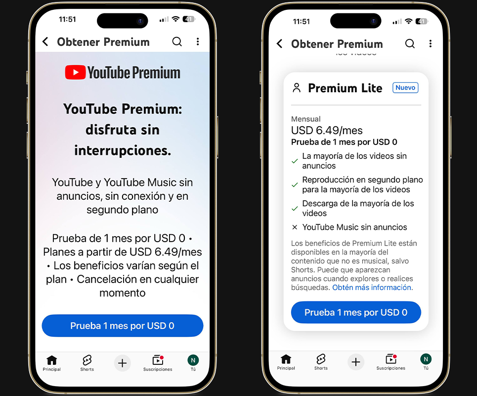 Membresías premium que sigo pagando - YouTube Premium