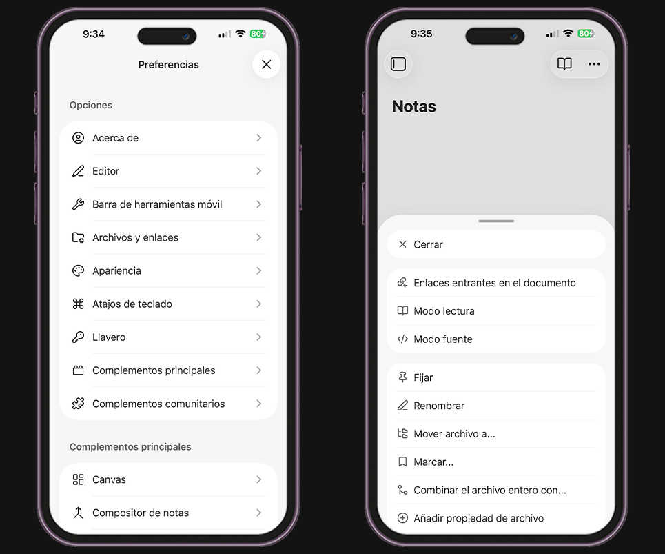 Las 6 mejores alternativas a Notion para iPhone en 2026 - Obsidian