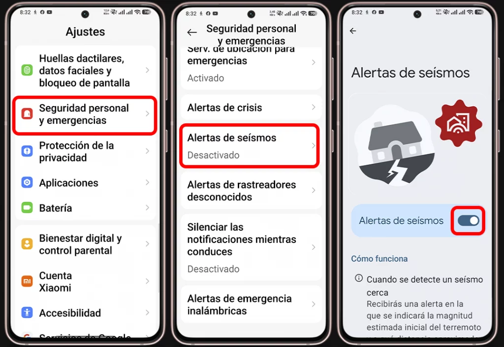 Pasos para activar las alertas de terremotos en Android