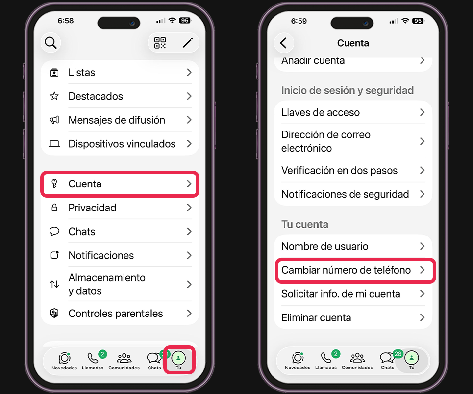 Pasos para cambiar tu número de WhatsApp