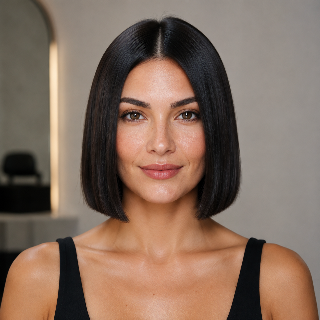 Corte bob recto simulado con un prompt de Gemini