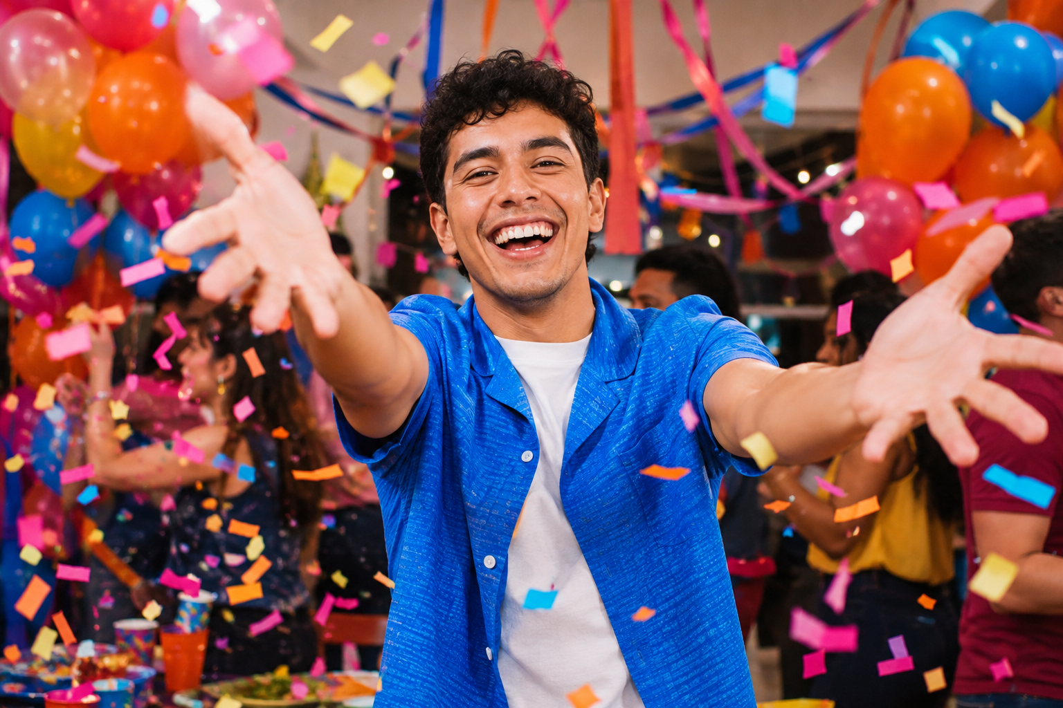 Foto de cumpleaños con confeti generada con Gemini