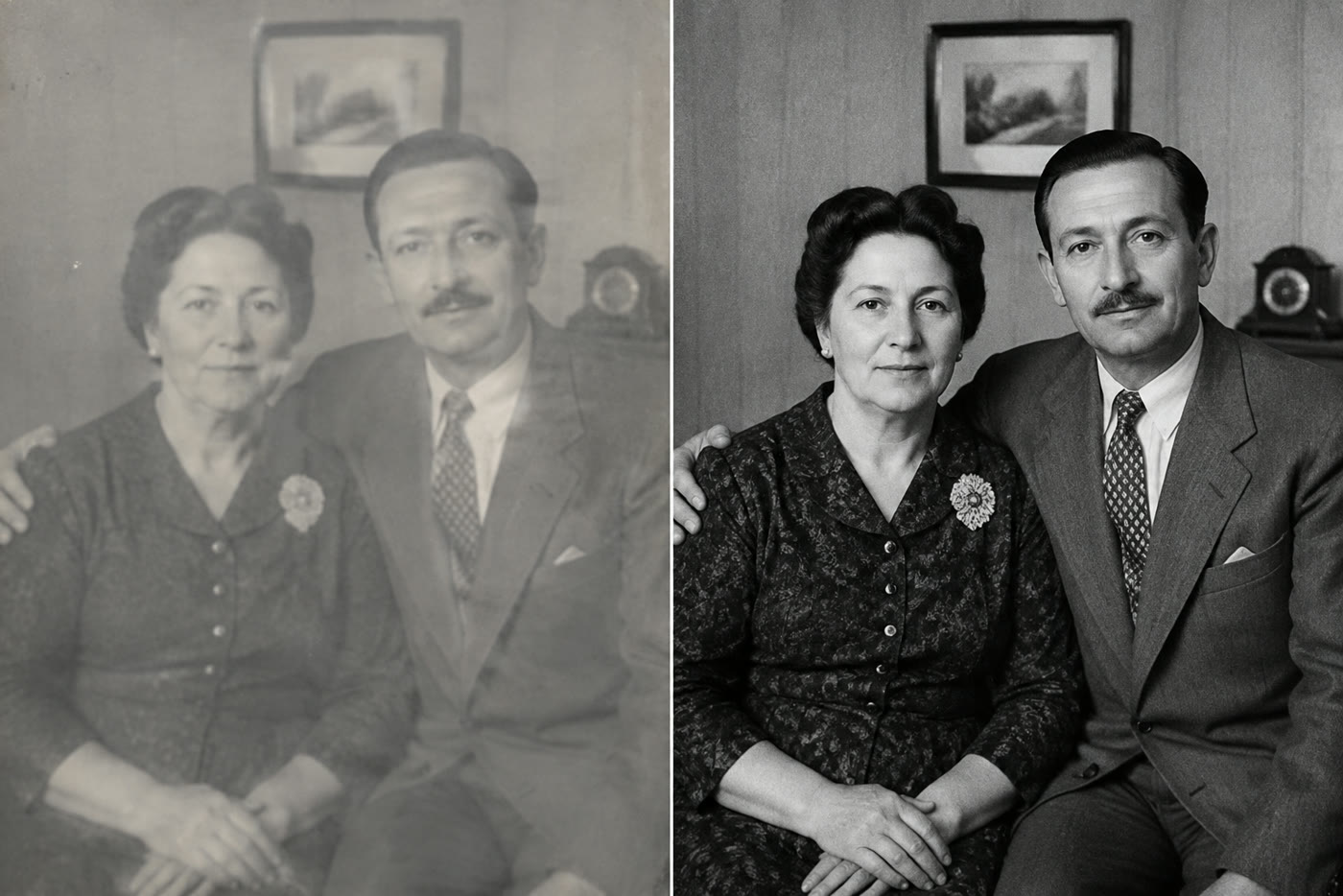 Restauración de una foto antigua conservando el blanco y negro