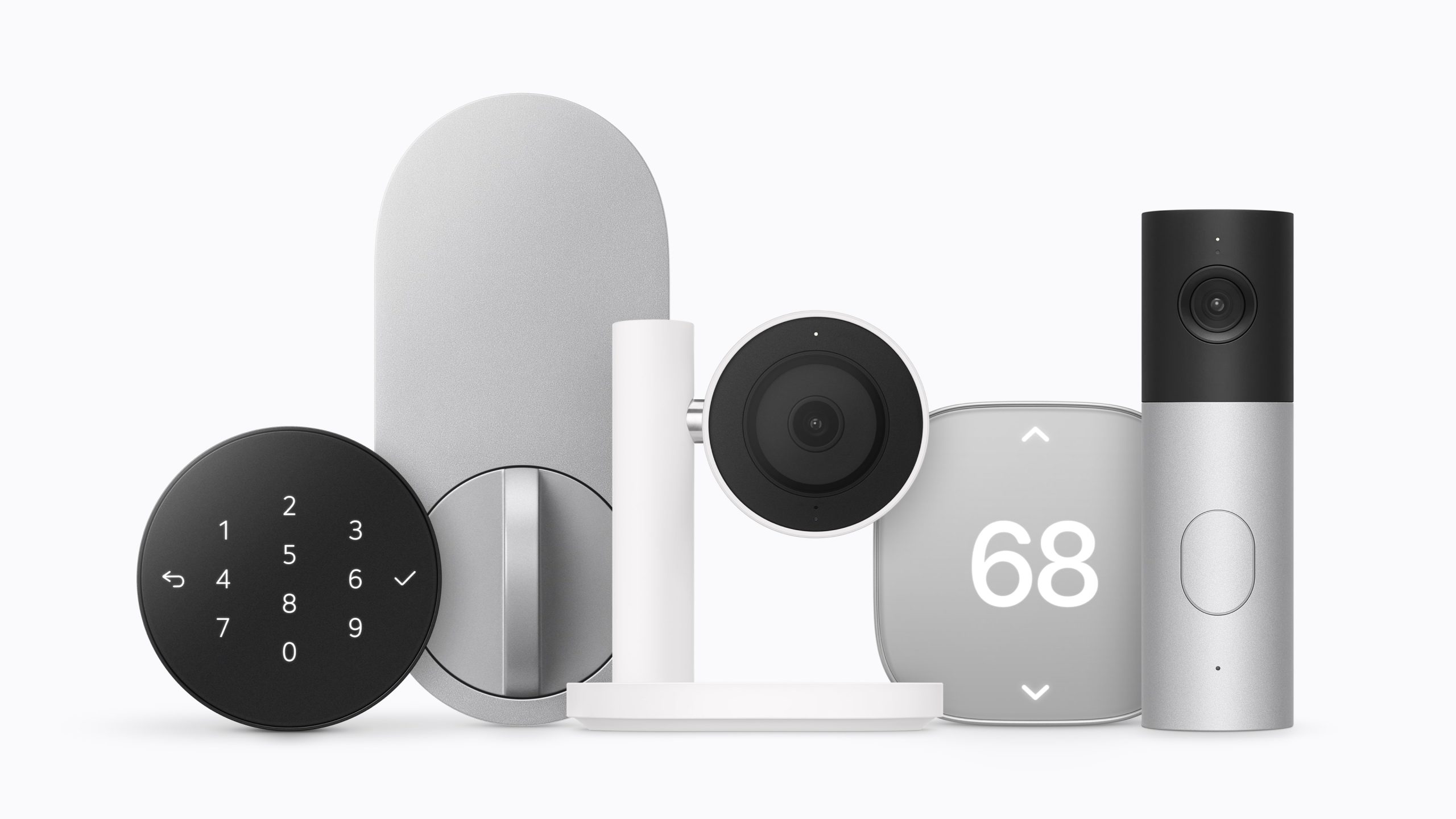 Colección de accesorios Apple Home con cerradura, cámaras, termostato y timbre inteligente