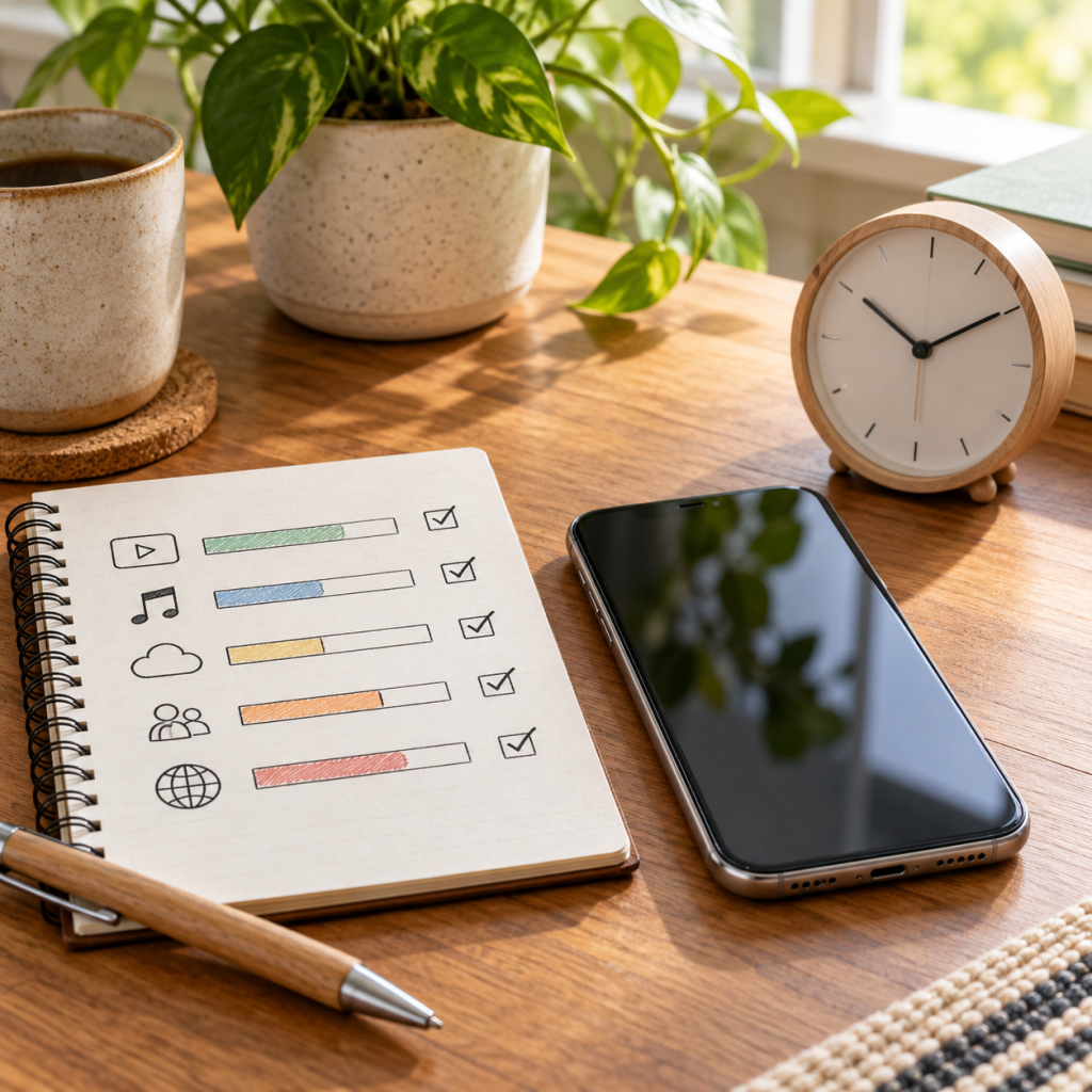 Teléfono y notas para revisar límites de un plan de datos ilimitados