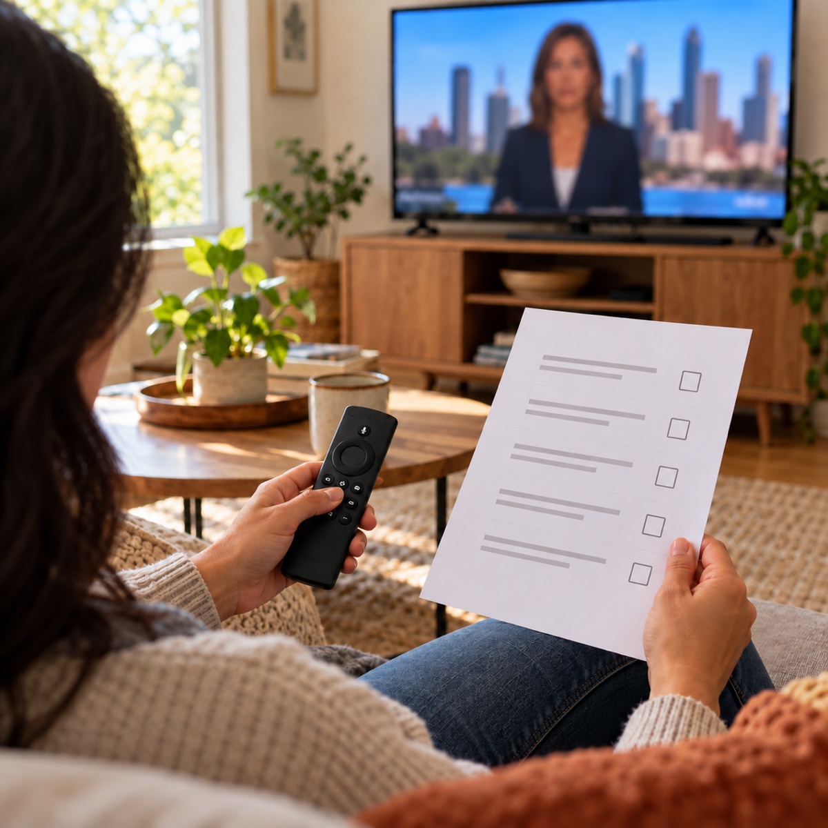 Televisor con controles de streaming para identificar el plan de Paramount Plus con CBS local