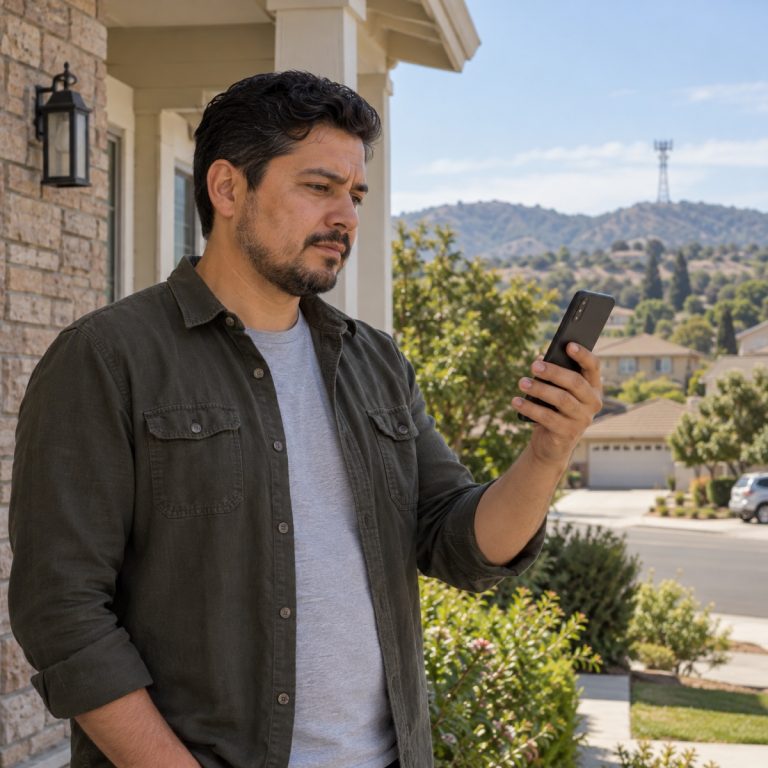Teléfono con barras de señal para comprobar cobertura celular antes de cambiar de compañía