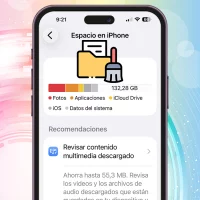 iPhone mostrando el almacenamiento casi lleno y el truco para liberar 7 GB de espacio